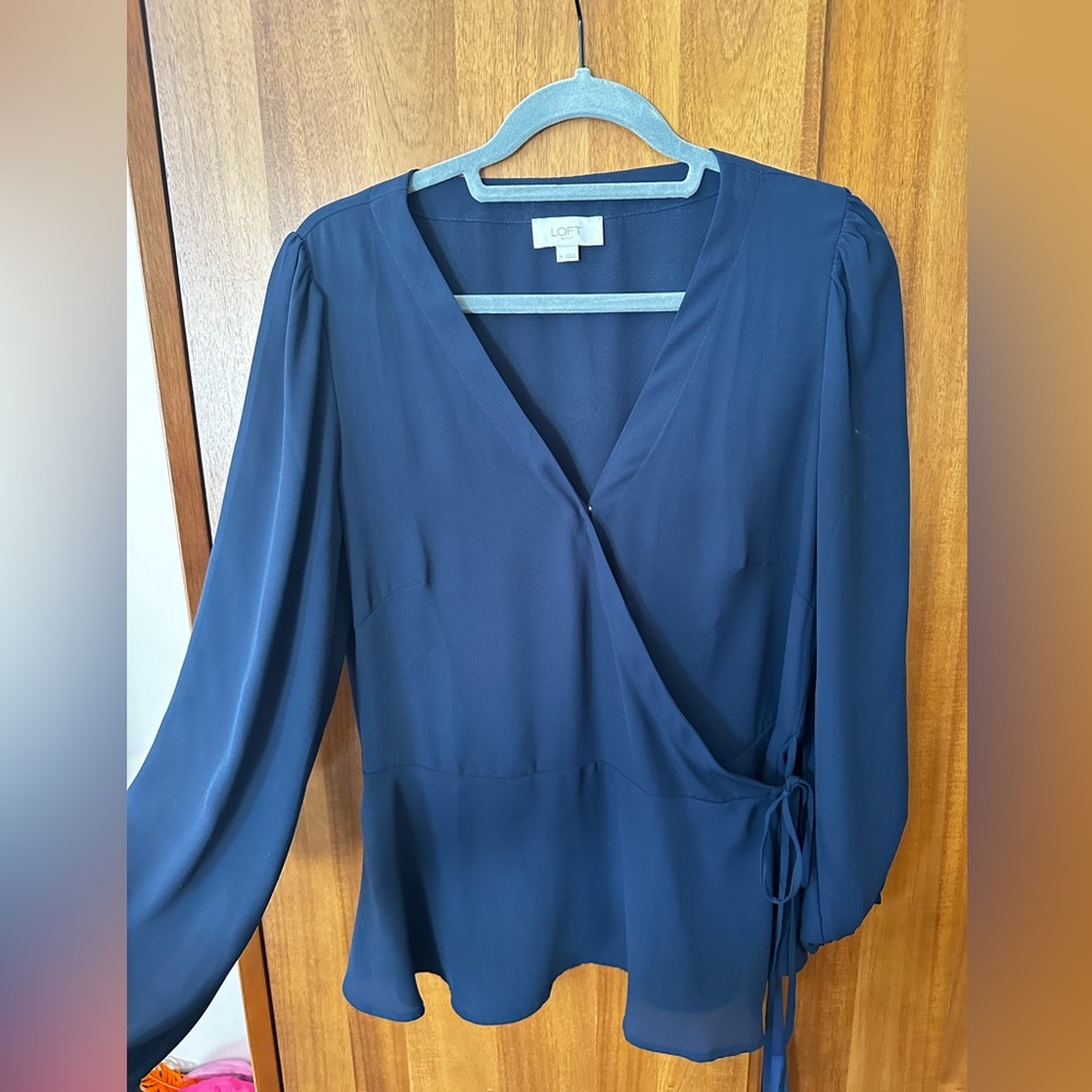 Loft navy wrap blouse - Picture 3 of 8